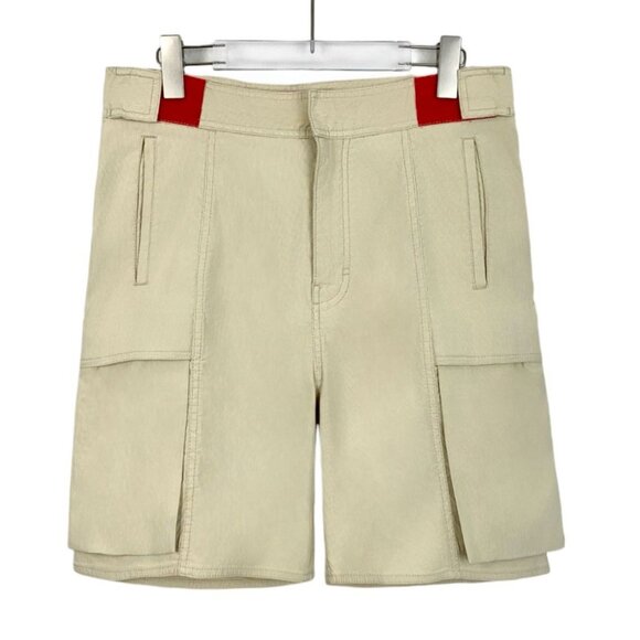 Givenchy Khaki Multi-Pocket Cargo Shorts Size 48 With Red Accents - Picture 1 of 6
